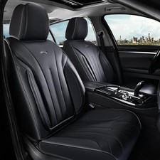 Car Seat Covers Front Seat, Breathable Nappa Leather Seat FrontPair Black