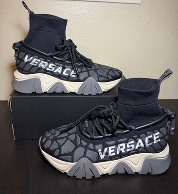 Versace Squalo Knit Drawstring High Top Sneakers US 8 EU 41