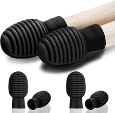4 pieces drum mute dampener silicone drumstick silent practice tips black
