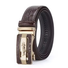 Men's Belt Fashion Crocodile Pattern Belt Alloy Automatic Buckle Strap Casual