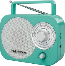 Studebaker SB2000TS Teal/Silver Retro Classic Portable AM/FM Radio with Teal