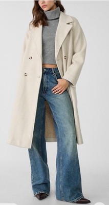 Stradivarius Women's Cream Trench Coat Sz Sm NEW