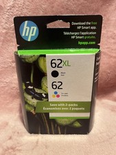 Genuine HP 62 XL Black  62 Tri-Color Ink Combo 2 Pack N9H67FN February 2025