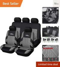 Grey Car Seat Covers Full Set 3d Tyre Embossed Front Bucket Split Rear Ben...