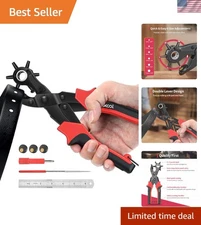 Ergonomic Leather Hole Punch Set - Manual Revolving Punch with Locking Mechanism