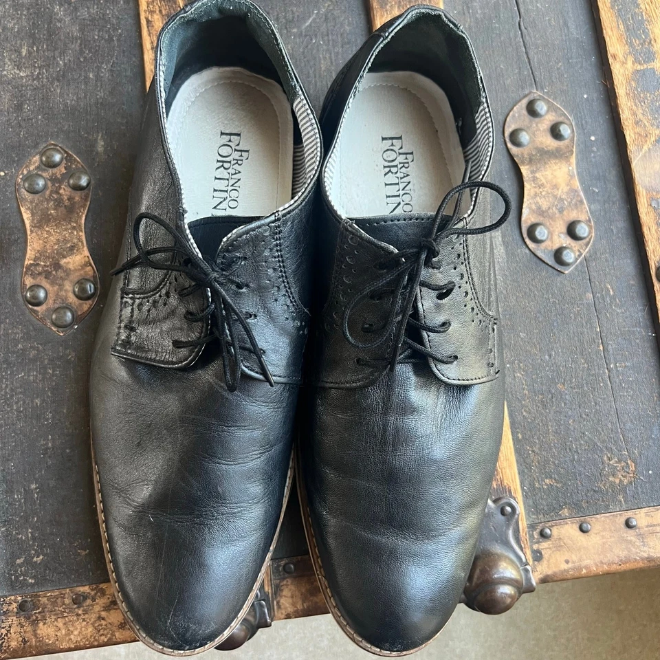 Zapatos de vestir informales Franco Fortini negros con cordones estilo Oxford talla 11 Foto 2 de 4