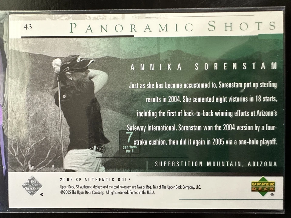 2005 Upper Deck SP Authentic #43 Annika Sorenstam Panoramic Shots - Image 2 of 2