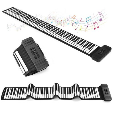 Lujex Standard 88 Keys Portable Roll Up Piano for Kids Adults (White, 88Keys)