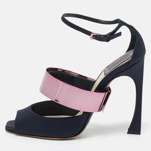 Sandales à bride cheville en satin noir Dior pointure 37