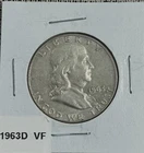 1963D US BENJAMIN FRANKLIN Half Dollar 90% Silver VF