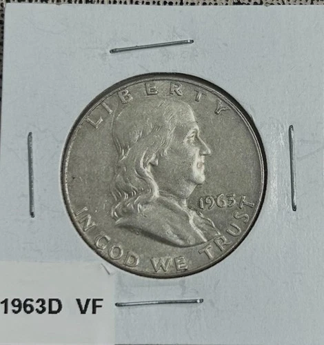 1963D US BENJAMIN FRANKLIN Half Dollar 90% Silver VF