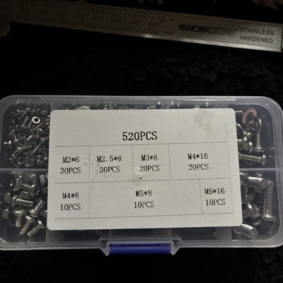 520 Edelstahl verschiedene Linsen-/Knopfschrauben & Muttern Scheiben M2/2,5/3/4/5 