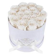 17 Flowers in a Luxury Suede Box, Birthday Gifts for Women, 17 Roses White