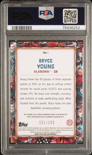 BRYCE YOUNG 2022 Bowman Chrome University BIG KAHUNA 51/150 - PSA 9 come nuovo - Foto 2 di 2