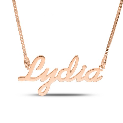 ROSE GOLD - Personalised Nameplate Necklace Rose Gold Plated over Real Silver - Picture 4 of 7