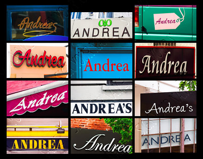 ANDREA Name Poster featuring photos of actual signs