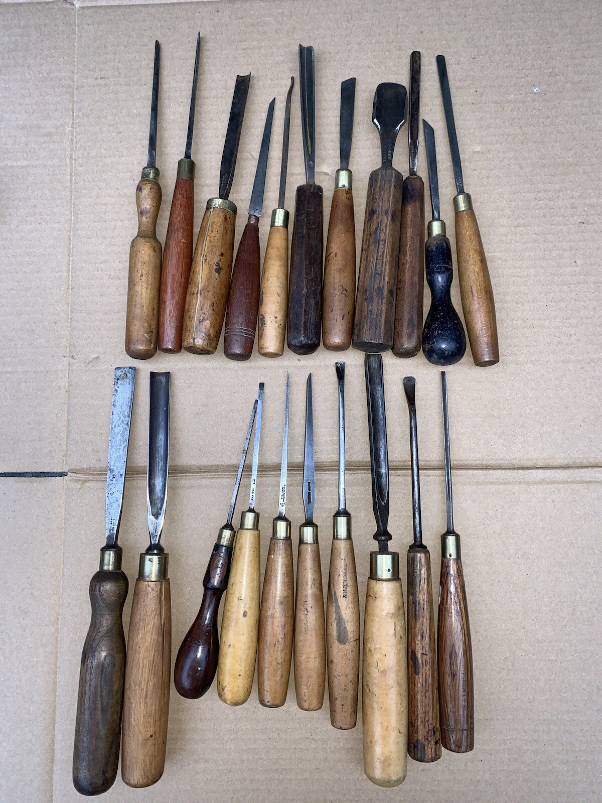 Collection Of Antique Wood Carving Gouges Chisels Addis Taylor Sorby Joblot Tool