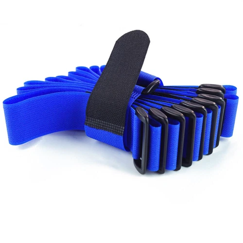 10 x Klettkabelbinder Klett Kabelbinder Klettband 40 cm, Blau mit PVC Öse