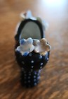 Vintage Porcelain Miniature High Heel Shoe Black Raised Polka Dot Flowers JAPAN — photo 6