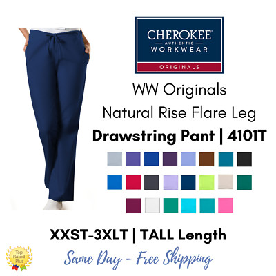 Cherokee Workwear Originals Flare Leg Drawstring Scrub Pant 4101 TALL