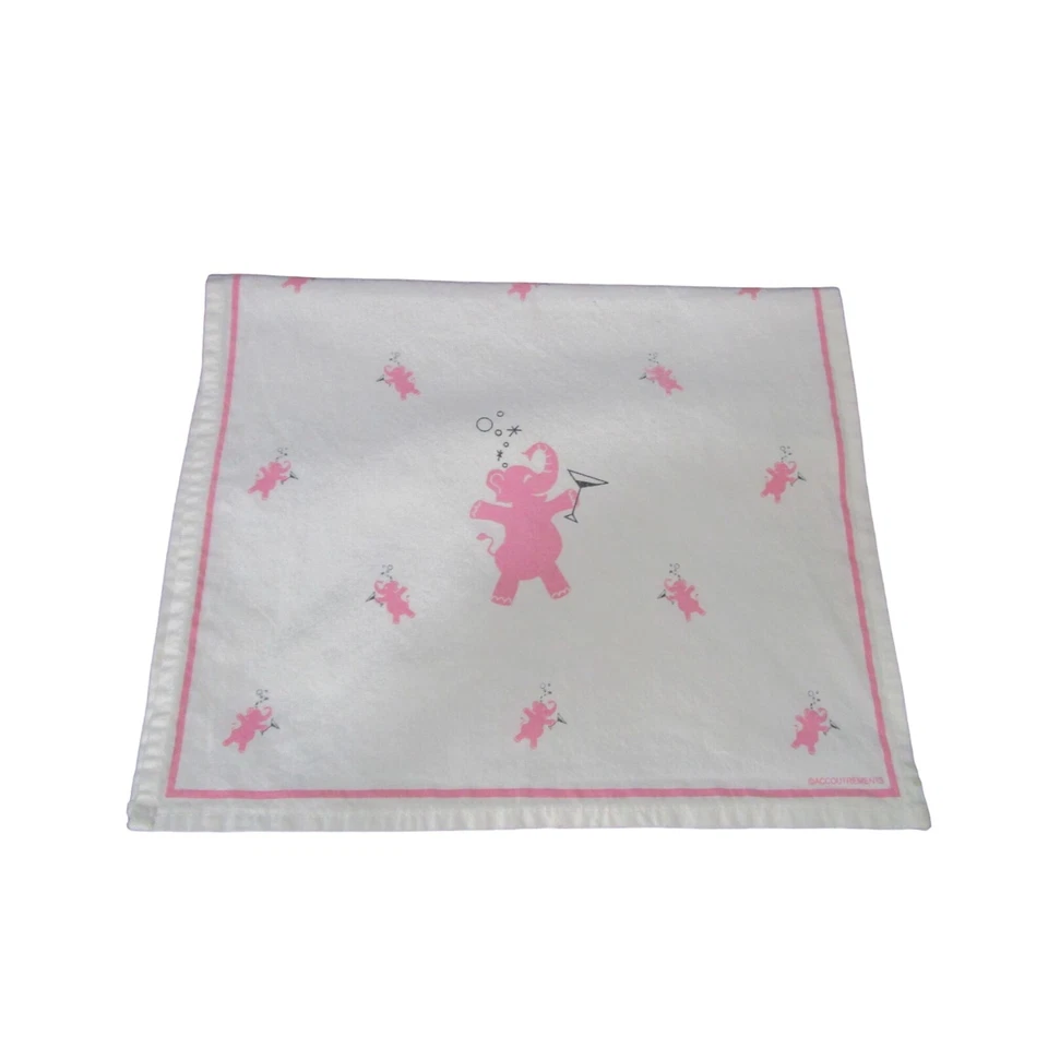 Pink Dancing Elephant Martini cóctel té o toalla de bar algodón usada en excelente estado Foto 2 de 4