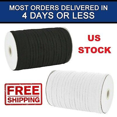 1/4"1/8" Braided Elastic Band Cord Knit White Black Sewing Trims for DIY masks 