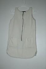 Zara Off White Mini Dress Half Zip Sz M