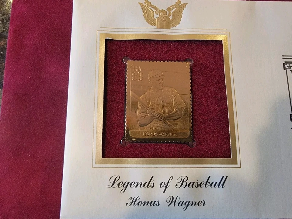 2000 Legends of Baseball Honus Wagner 100 Century Gold Stamp Letter MattedFramed - Image 3 of 4