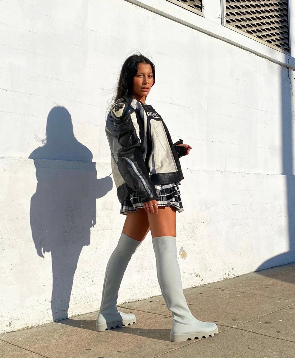 ISSEY MIYAKE x UN Black Neoprene Bounce Over-the-Knee Boots ISSEY MIYAKE x UN Black Neoprene Bounce Over-the-Knee Boots
