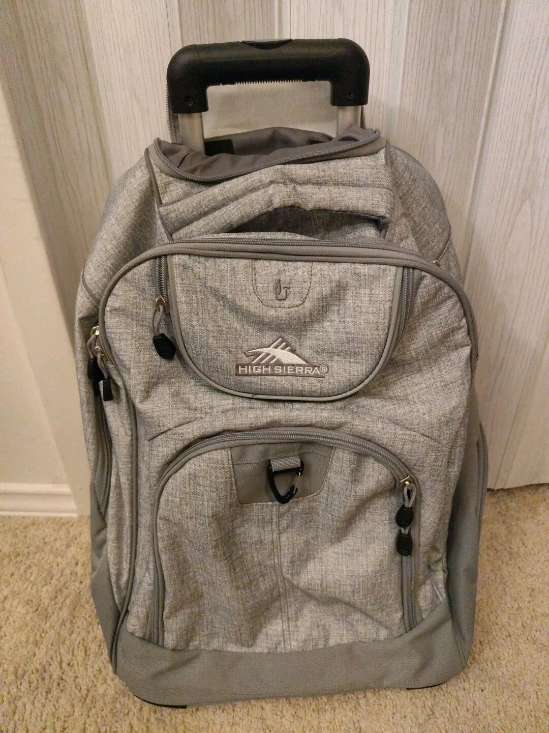 High Sierra Powerglide Wheeled Rolling Backpack Large 38L Gray