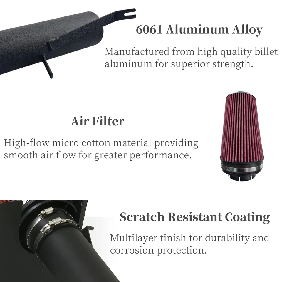 Black Cold Air Intake System Heat Shield + Filter For Chevy Silverado 1999-2006 - Image 3 of 4