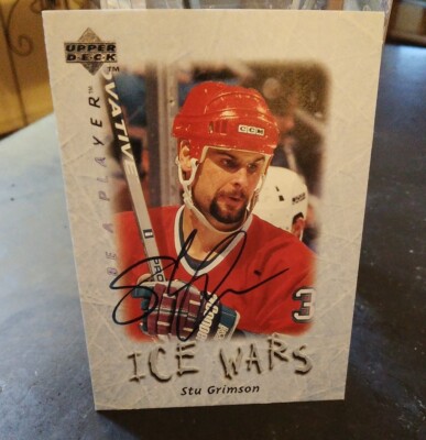 1996 UD Be A Player Ice Wars Stu Grimson Autographed Card