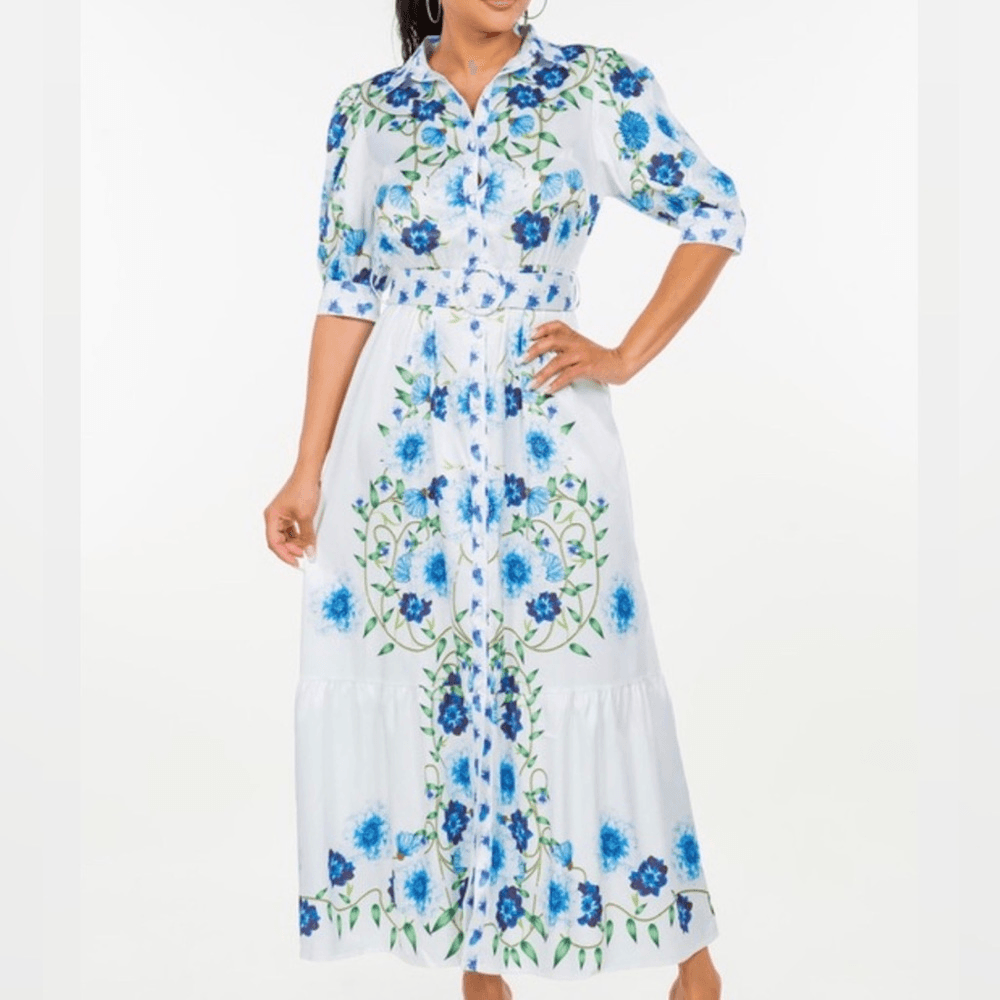 White flowers maxi dress