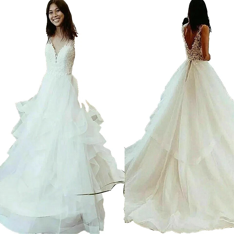 Кружевные гофрированные тюлевые свадебные платья