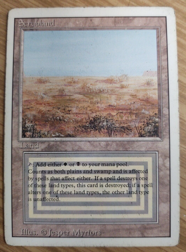 Magic MTG 1x Revised Scrubland HP Played Dual Land www_MoxBeta_com - 第 1/2 張圖片