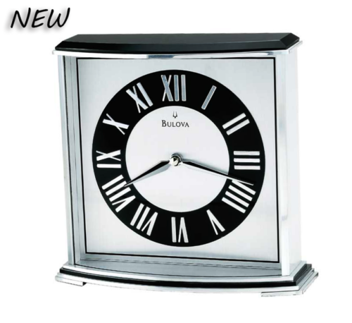 Bulova Arcade Brushed Aluminum Shelf Mantle Desk Clock Roman Numerals B8480  - Afbeelding 1 van 1