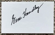 Gene Handley signed card - A's debut 1946