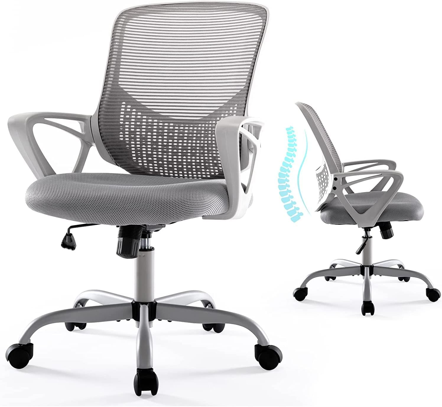 Ergonomic Mesh Back Office Chair Mid Back Computer Desk Task Chair-image