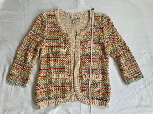 NWOT American Rag Cie Cardigan Sz M Open Front Curved Hem Striped Front Knit - Picture 4 of 7
