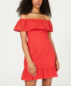 one shoulder eyelet dress