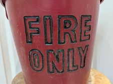 Vintage Fire Bucket Red Plastic Retro Container Workshop "FIRE ONLY" Props