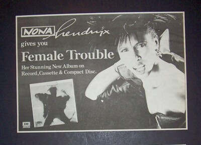 Nona Hendryx Female Trouble 1987 Small Poster Type Ad, Promo Advert