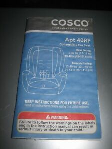 Cosco Apt 40RF Convertible Car Seat Instruction Manual | eBay