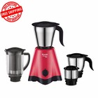 Preethi Steel 4-Jar Mixer Grinder, 600-Watt,Stainless Steel,Red/ Black,