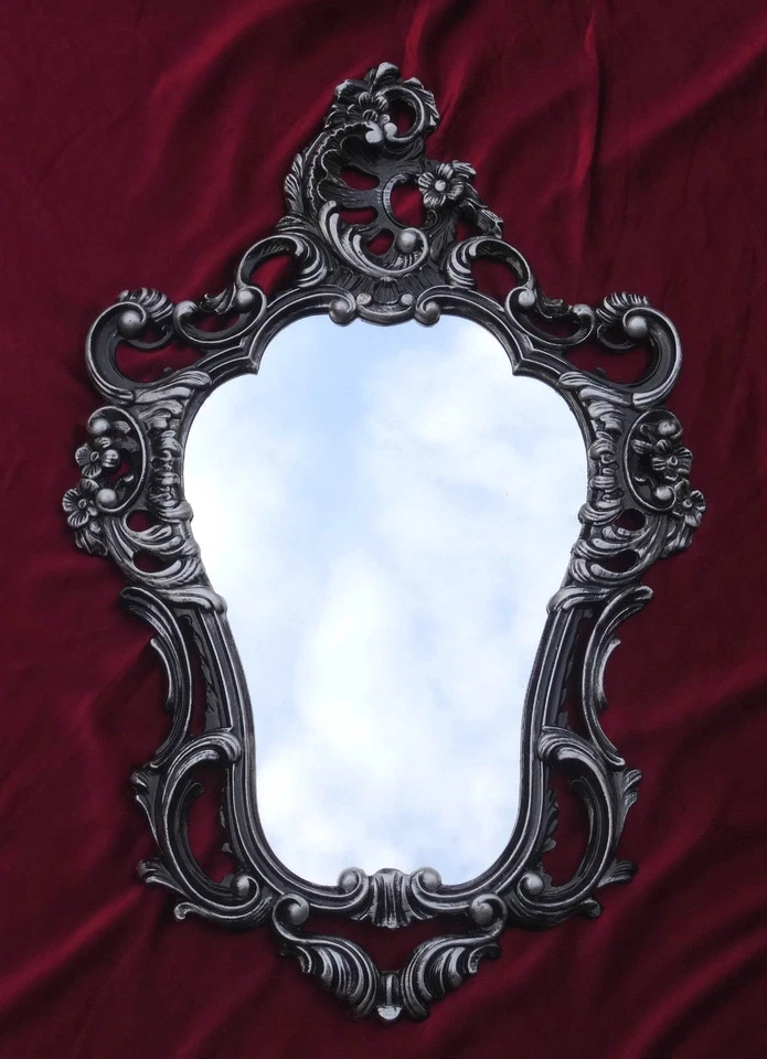 Baroque Mirror Wall Mirror Repro Antique Baroque IN Black Silver Dualcolor 50X76 - Image 2 of 4
