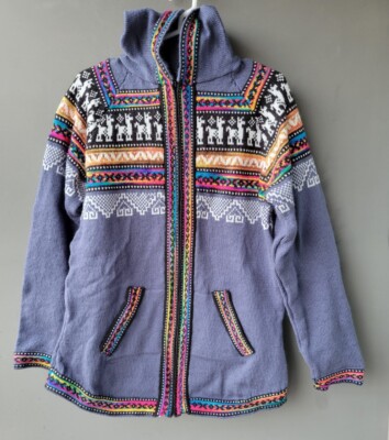 PERU WEICHE ALPAKA WOLLE DAMEN KAPUZEN STRICKJACKE L