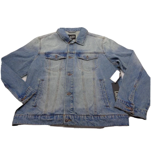 Lazer Men's Regular Fit  Denim Trucker Jacket in Extra Light Wash Blue-XLarge image 2