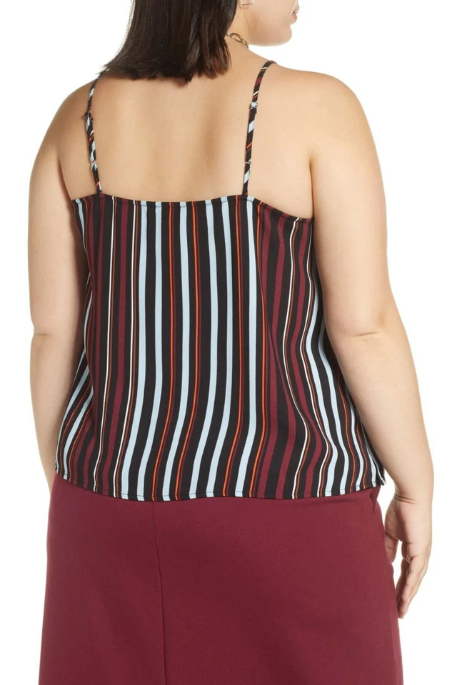 Blusa camisola halógena cuello en V talla grande 3X negra borgoña a rayas nueva con etiquetas $49 Foto 3 de 4