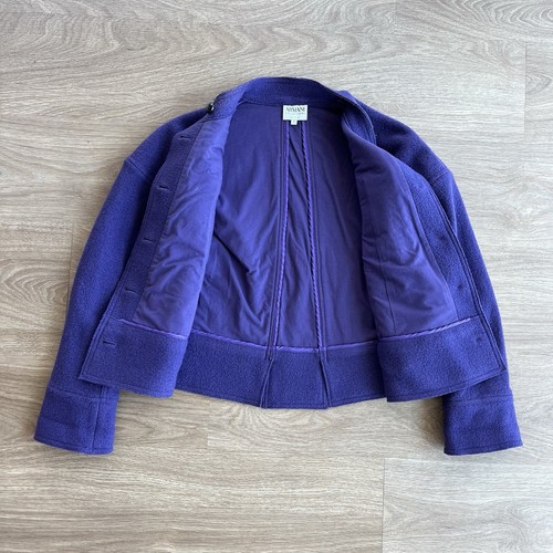 Armani Collezioni Womens Textured Knit Wool Button Blazer Jacket Purple Size 4 - Picture 3 of 7