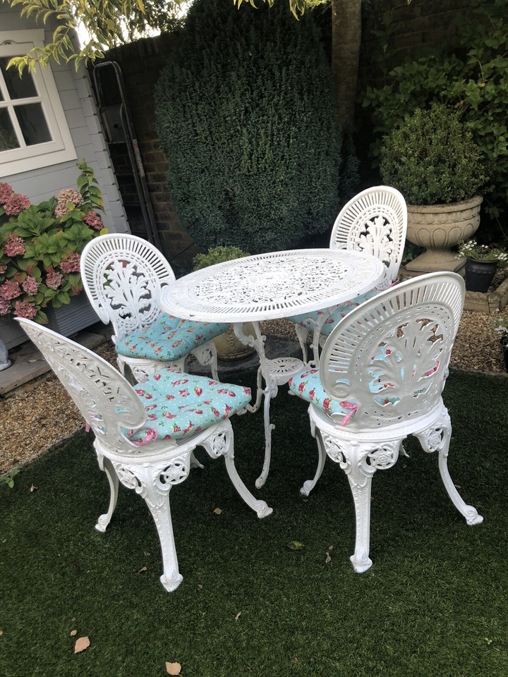 metal garden furniture set used folding eBay